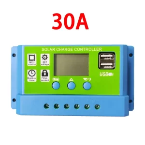 30A PWM соларно зарядно соларен контролер 12/24 с две USB
