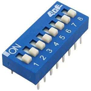 Микропревключвател DIP плъзгач, 8 секции, 0.05A/12VDC, ON-OFF, THT