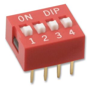 Микропревключвател DIP плъзгач, 4 секции, 0.05A/12VDC, ON-OFF, THT