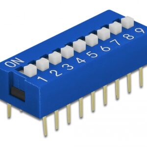 Микропревключвател DIP плъзгач, 9 секции, 0.05A/12VDC, ON-OFF, THT