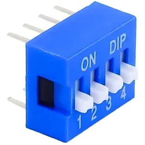 Микропревключвател DIP плъзгач, 4 секции, 0.05A/12VDC, ON-OFF, THT