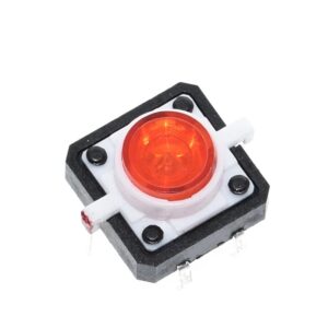 Микробутон TACT, 12x12x7.3mm, 2 позиции, 0.05A/12VDC, OFF-(ON), THT - Червен