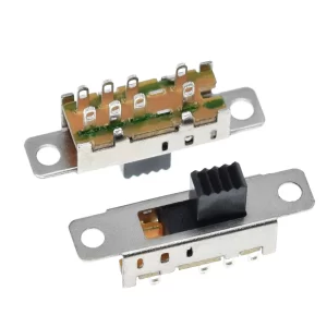 Плъзгащ превключвател, 3 позиции, 8 pin, DP3T, ON-OFF-ON, THT