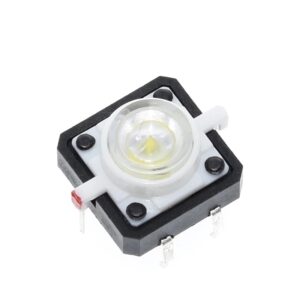 Микробутон TACT, 12x12x7.3mm, 2 позиции, 0.05A/12VDC, OFF-(ON), THT - Бял