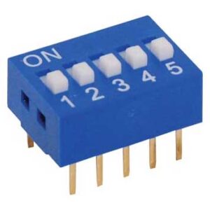 Микропревключвател DIP плъзгач, 5 секции, 0.05A/12VDC, ON-OFF, THT
