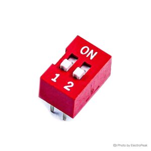 Микропревключвател DIP плъзгач, 2 секции, 0.05A/12VDC, ON-OFF, THT